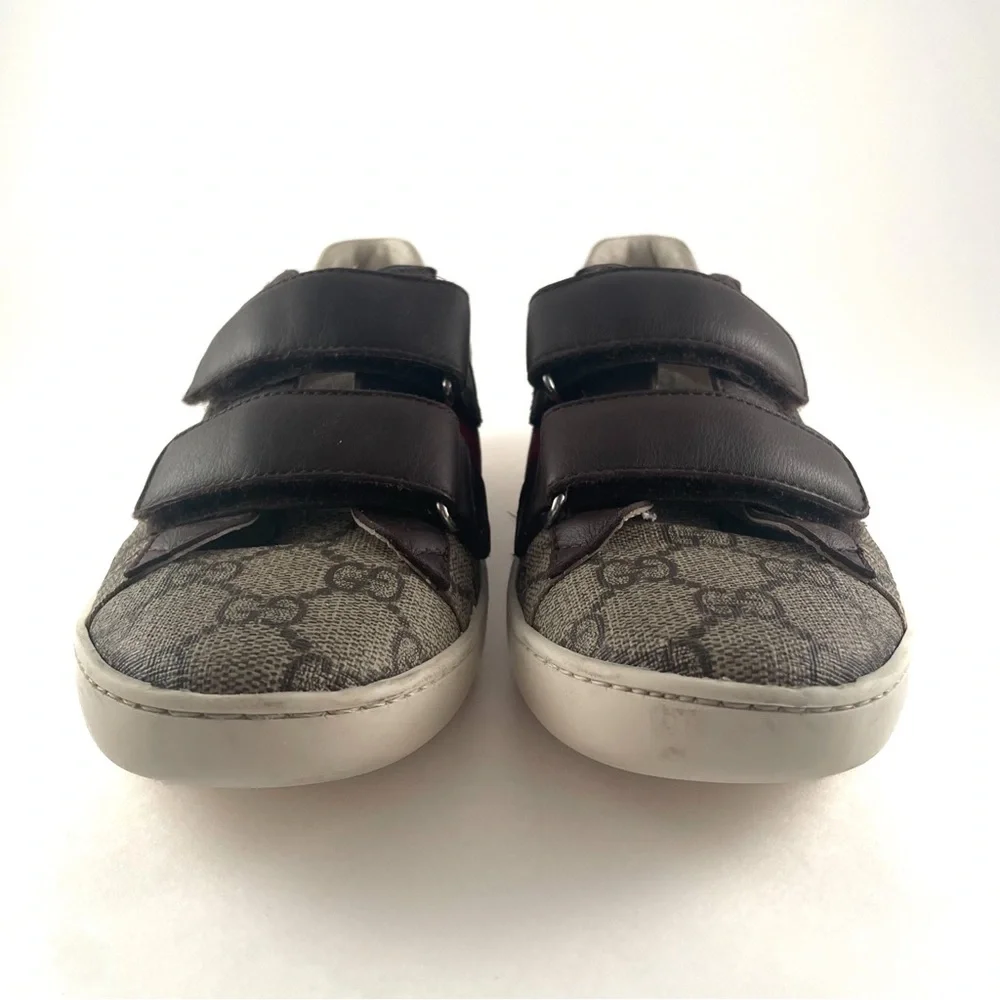 Gucci Kids Unisex Supreme Line Sherry Line Velcro Ace Sneakers Size 34